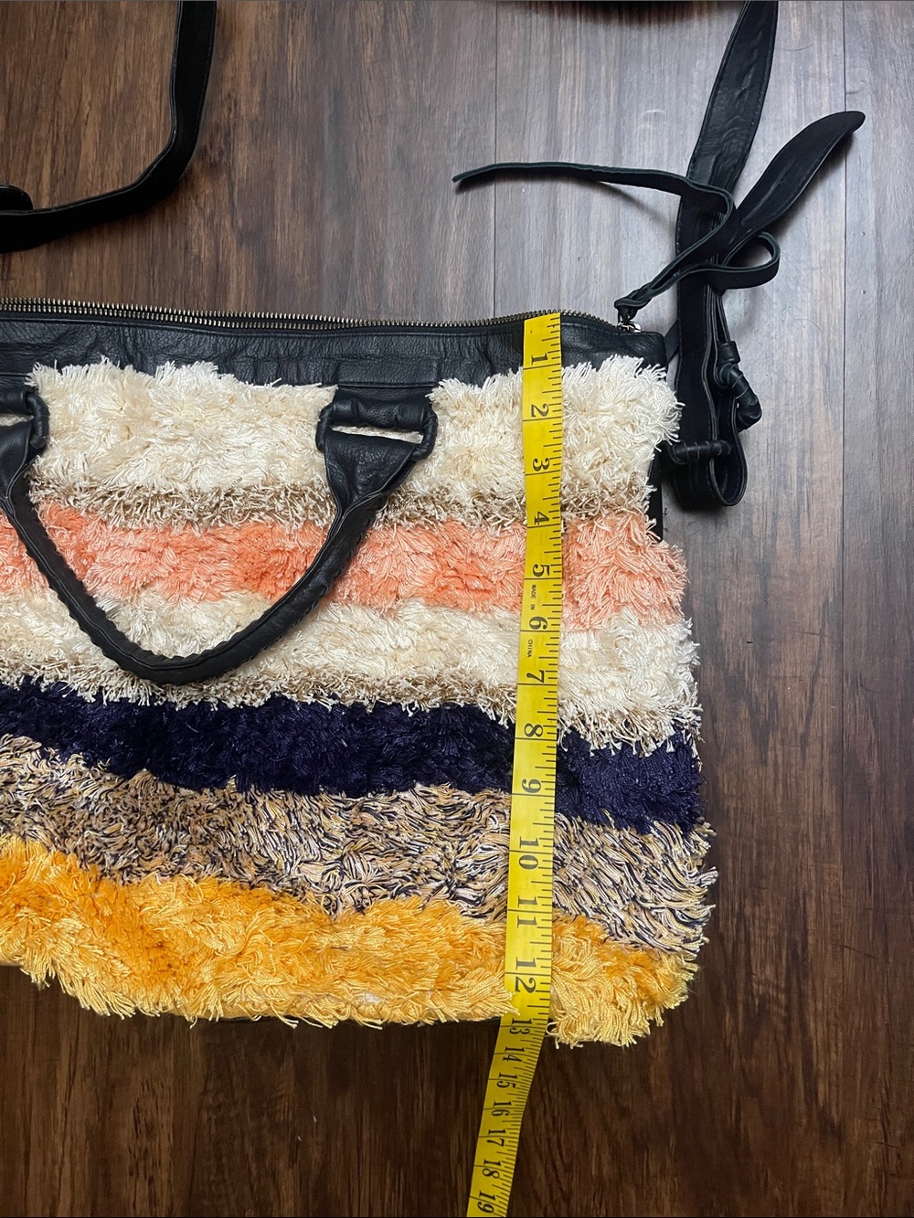 Cleobella Colinas stripe shaggy sparkle furry large Revolve Weekend Bag - Picture 6 of 16